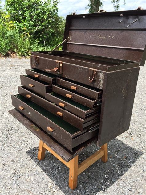 vintage 12 drawer steel mechanics tool box|Vintage Machinist Tool Box for sale .